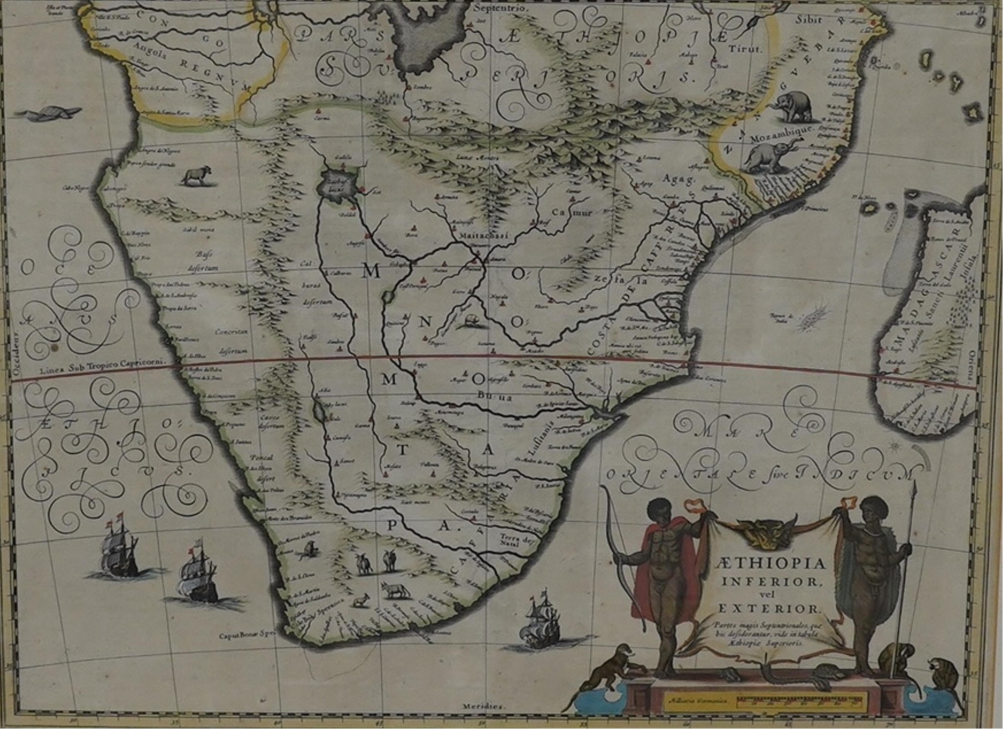 Johannes Janssonius (1588-1664) Aethiopia Inferior gel Exterior 1639 or later map